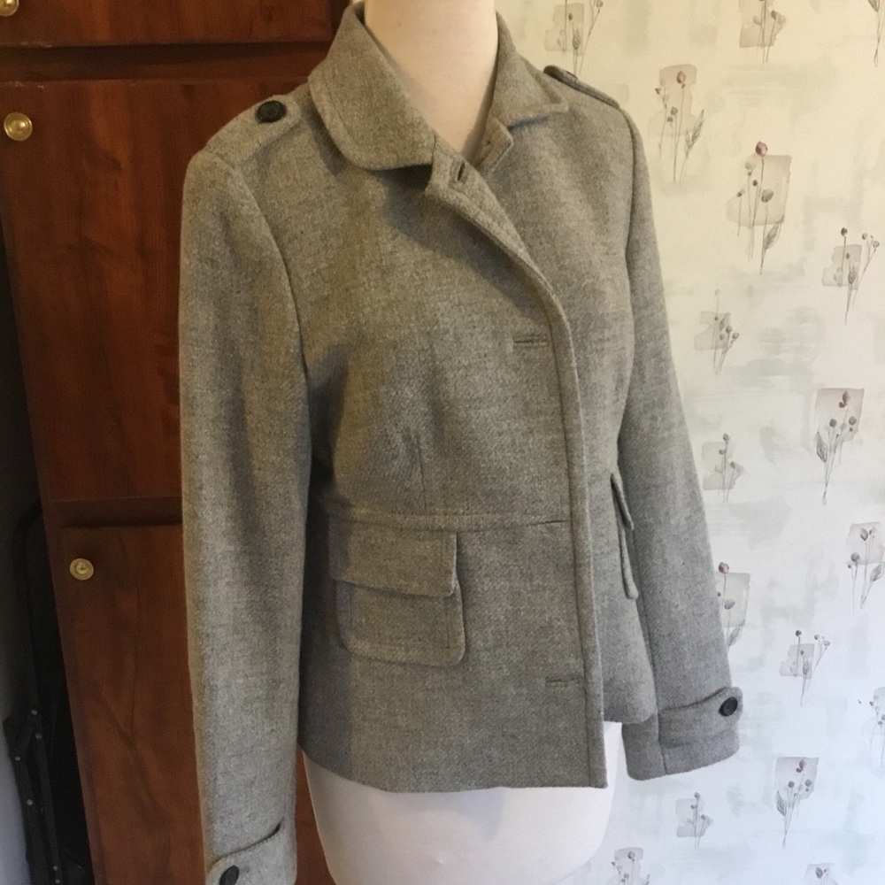 Banana Republic Gray Wool Blend Military Blazer Jacket M Dark Academia Vintage M